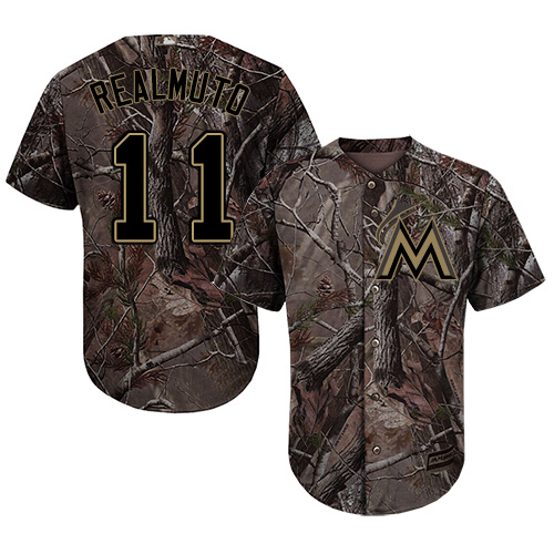 marlins #11 JT Realmuto Camo Realtree Collection Cool Base Stitched MLB Jersey