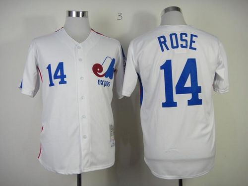 Mitchell And Ness Expos #14 Pete Rose White Throwback Stitched MLB Jersey