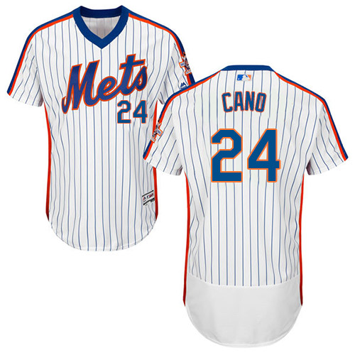 Mets #24 Robinson Cano White(Blue Strip) Flexbase Authentic Collection Alternate Stitched MLB Jersey - Click Image to Close