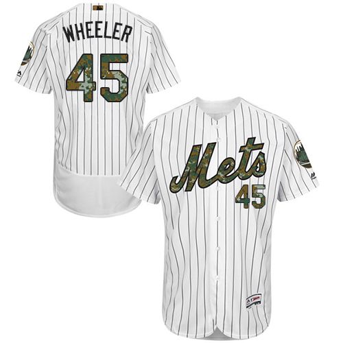 Mets #45 Zack Wheeler White(Blue Strip) Flexbase Authentic Collection Memorial Day Stitched MLB Jersey - Click Image to Close