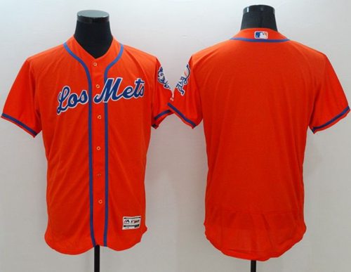 Mets Blank Orange Flexbase Authentic Collection Los Mets Stitched MLB Jersey