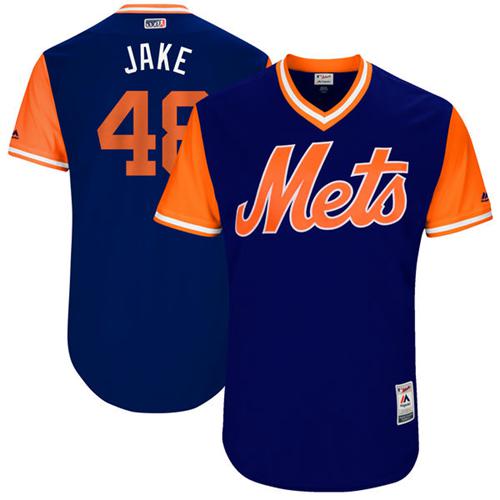 Mets #48 Jacob DeGrom Royal "Jake" Players Weekend Authentic Stitched MLB Jersey - Click Image to Close