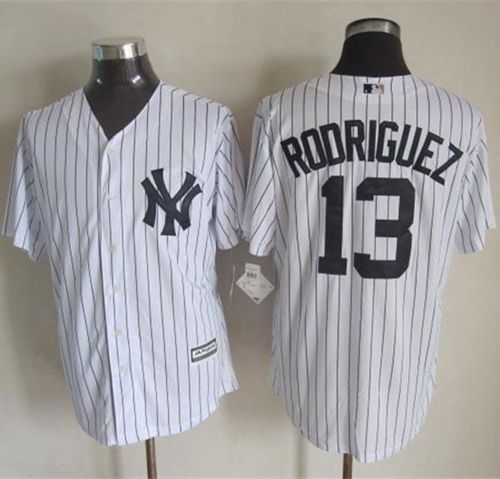 Yankees #13 Alex Rodriguez White Strip New Cool Base Stitched MLB Jersey - Click Image to Close