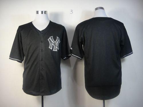 Yankees Blank Black Fashion Stitched MLB Jersey - Click Image to Close