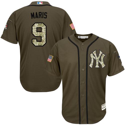 Yankees #9 Roger Maris Green Salute to Service Stitched MLB Jersey - Click Image to Close