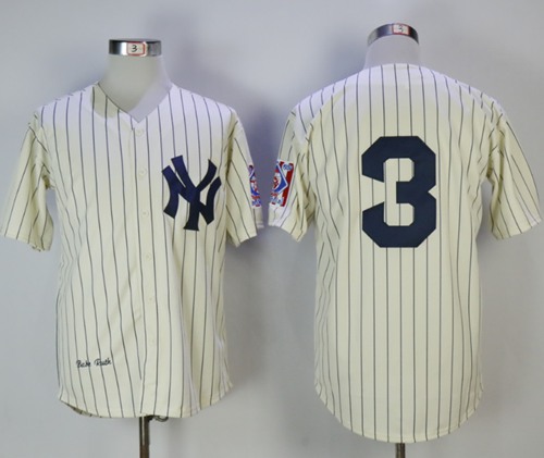 Mitchell And Ness Yankees #3 Babe Ruth Cream Throwback Stitched MLB Jersey - Click Image to Close