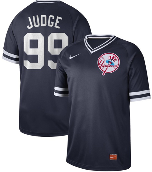 Yankees #99 Aaron Judge Navy Authentic Cooperstown Collection Stitched Baseball Jersey - Click Image to Close