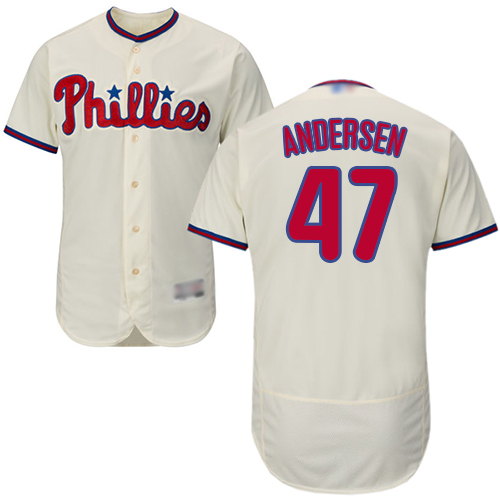 Phillies #47 Larry Andersen Cream Flexbase Authentic Collection Stitched MLB Jersey