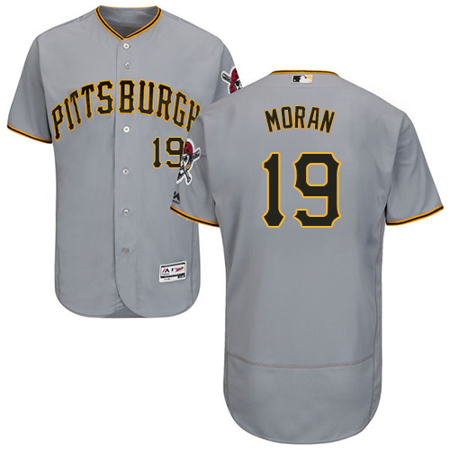 Pirates #19 Colin Moran Grey Flexbase Authentic Collection Stitched MLB Jersey - Click Image to Close