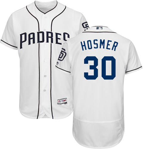 Padres #30 Eric Hosmer White Flexbase Authentic Collection Stitched MLB Jersey - Click Image to Close