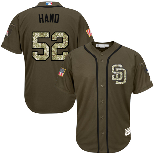 Padres #52 Brad Hand Green Salute to Service Stitched MLB Jersey - Click Image to Close