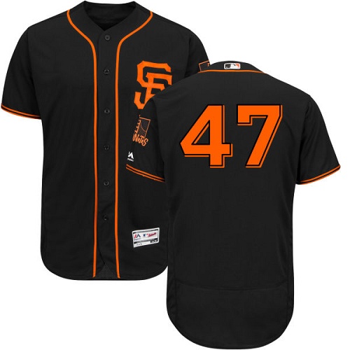 Giants #47 Johnny Cueto Black Flexbase Authentic Collection Alternate Stitched MLB Jersey - Click Image to Close