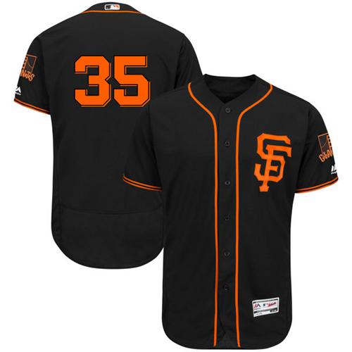 Giants #35 Brandon Crawford Black Flexbase Authentic Collection Alternate Stitched MLB Jersey - Click Image to Close