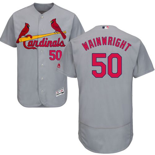 Cardinals #50 Adam Wainwright Grey Flexbase Authentic Collection Stitched MLB Jersey - Click Image to Close