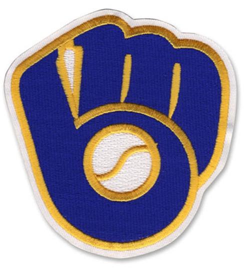 Stitched MLB Milwaukee Brewers Glove & Ball Retro Logo Patch (White Border) - Click Image to Close