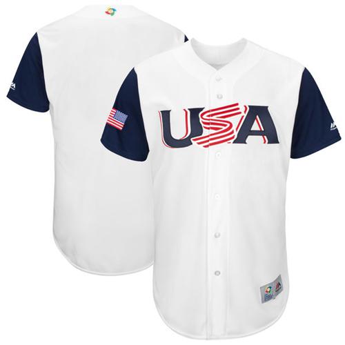 Team USA Blank White 2017 World MLB Classic Authentic Stitched MLB Jersey - Click Image to Close