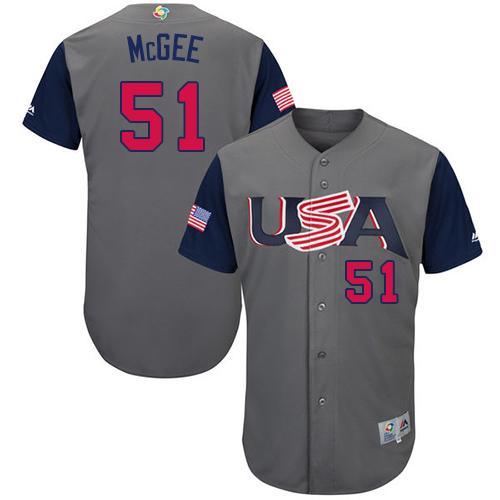 Team USA #51 Jake McGee Gray 2017 World MLB Classic Authentic Stitched MLB Jersey - Click Image to Close