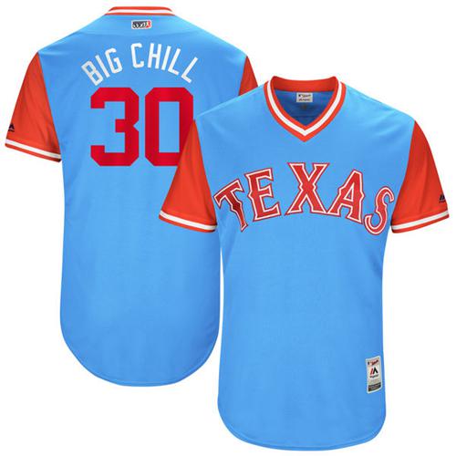 Rangers #30 Nomar Mazara Light Blue "Big Chill" Players Weekend Authentic Stitched MLB Jersey