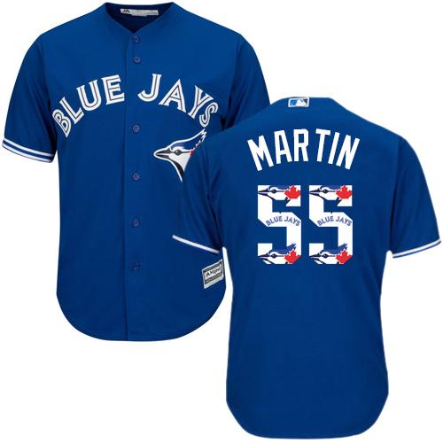 Blue Jays #55 Russell Martin Blue Team Logo Fashion Stitched MLB Jersey - Click Image to Close