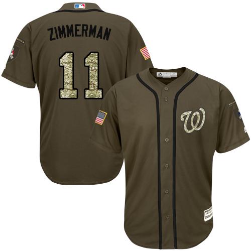 Nationals #11 Ryan Zimmerman Green Salute to Service Stitched MLB Jersey - Click Image to Close