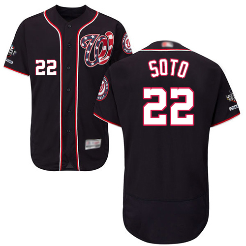 Nationals #22 Juan Soto Navy Blue Flexbase Authentic Collection 2019 World Series Champions Stitched Baseball Jersey - Click Image to Close