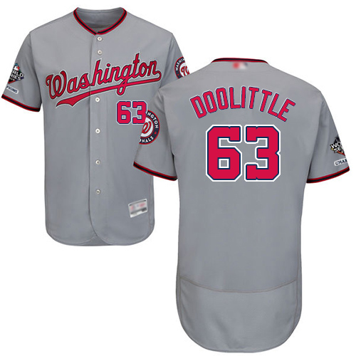 Nationals #63 Sean Doolittle Grey Flexbase Authentic Collection 2019 World Series Champions Stitched Baseball Jersey - Click Image to Close