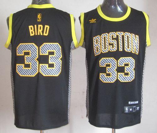 Celtics #33 Larry Bird Black Electricity Fashion Stitched NBA Jersey - Click Image to Close