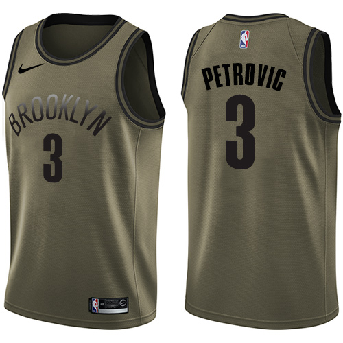 Nike Nets #3 Drazen Petrovic Green Salute to Service NBA Swingman Jersey