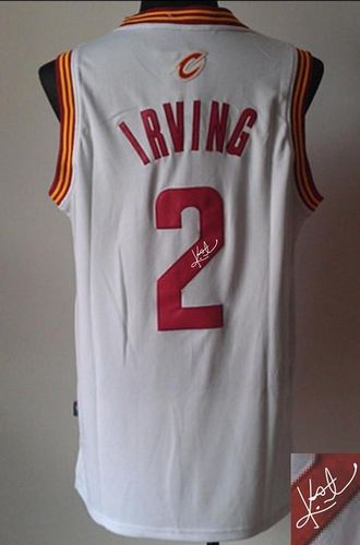 Revolution 30 Autographed Cavaliers #2 Kyrie Irving White Stitched NBA Jersey - Click Image to Close