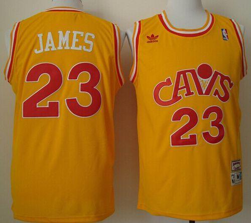 Cavaliers #23 LeBron James Yellow CAVS Throwback Stitched NBA Jersey - Click Image to Close