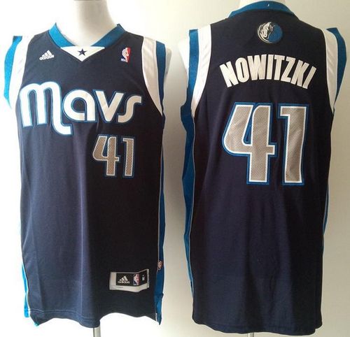 Mavericks #41 Dirk Nowitzki Stitched NBA Blue Jersey - Click Image to Close