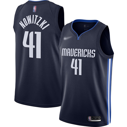 Mavericks #41 Dirk Nowitzki Navy Basketball Swingman Statement Edition 2019/2020 Jersey