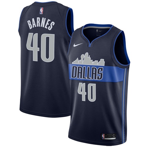 Nike Mavericks #40 Harrison Barnes Navy NBA Swingman Statement Edition Jersey