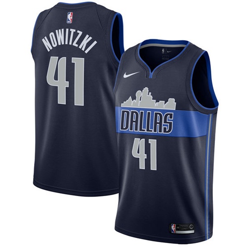 Nike Mavericks #41 Dirk Nowitzki Navy NBA Swingman Statement Edition Jersey - Click Image to Close