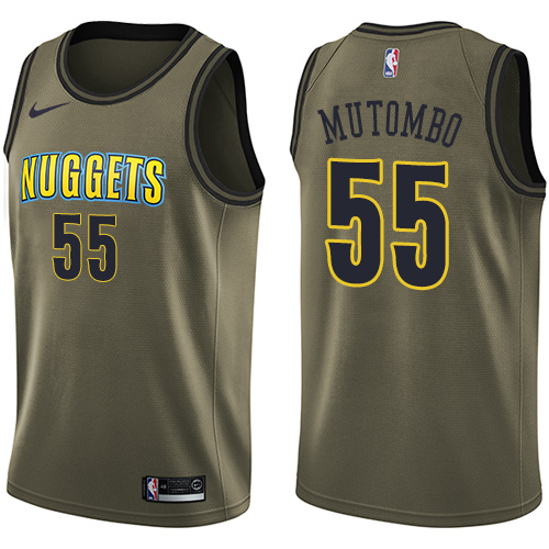 Nike Nuggets #55 Dikembe Mutombo Green Salute to Service NBA Swingman Jersey - Click Image to Close