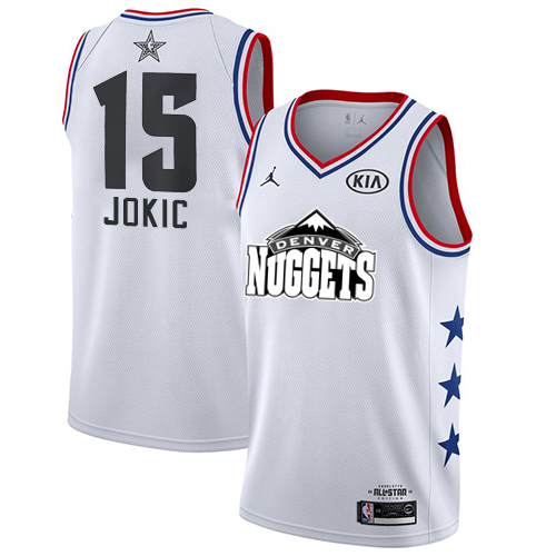 Nuggets #15 Nikola Jokic White Basketball Jordan Swingman 2019 All-Star Game Jersey - Click Image to Close