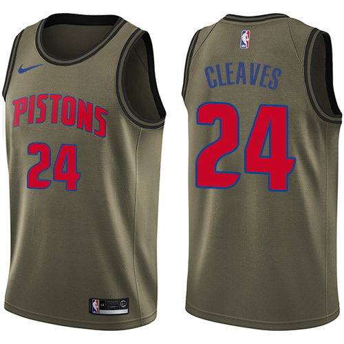 Nike Pistons #24 Mateen Cleaves Green Salute to Service NBA Swingman Jersey - Click Image to Close