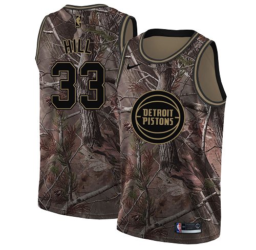 Pistons #33 Grant Hill Camo Basketball Swingman Realtree Collection Jersey - Click Image to Close