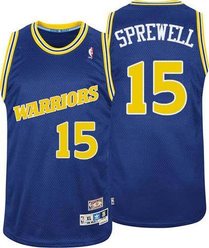 Warriors #15 Latrell Sprewell Blue Throwback Stitched NBA Jersey - Click Image to Close