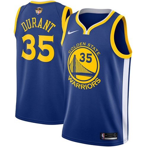 Nike Warriors #35 Kevin Durant Blue The Finals Patch NBA Swingman Icon Edition Jersey