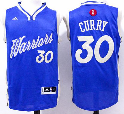 Warriors #30 Stephen Curry Blue 2015-2016 Christmas Day Stitched NBA Jersey - Click Image to Close