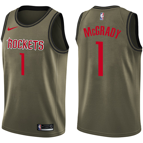 Nike Rockets #1 Tracy McGrady Green Salute to Service NBA Swingman Jersey