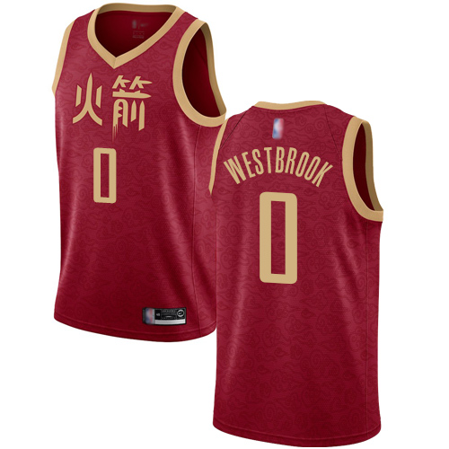 Rockets #0 Russell Westbrook Red Basketball Swingman City Edition 2018/19 Jersey