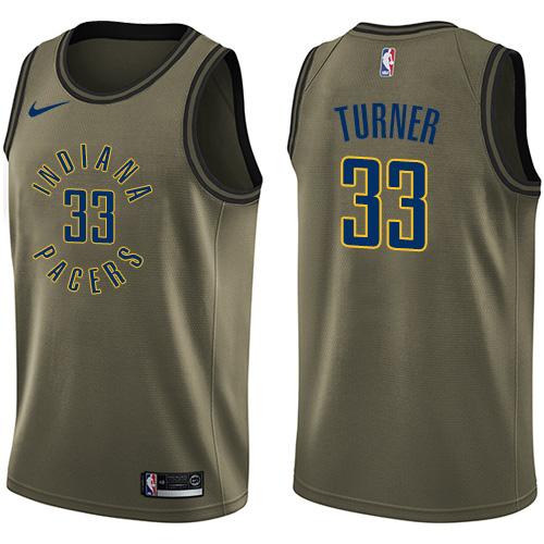 Nike Pacers #33 Myles Turner Green Salute to Service NBA Swingman Jersey