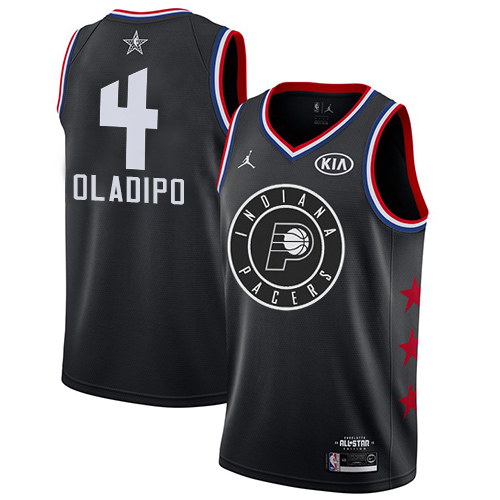 Pacers #4 Victor Oladipo Black Basketball Jordan Swingman 2019 All-Star Game Jersey - Click Image to Close