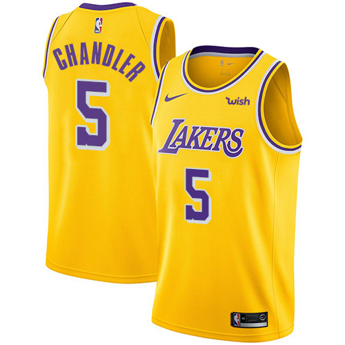 Nike Lakers #5 Tyson Chandler Gold NBA Swingman Icon Edition Jersey - Click Image to Close