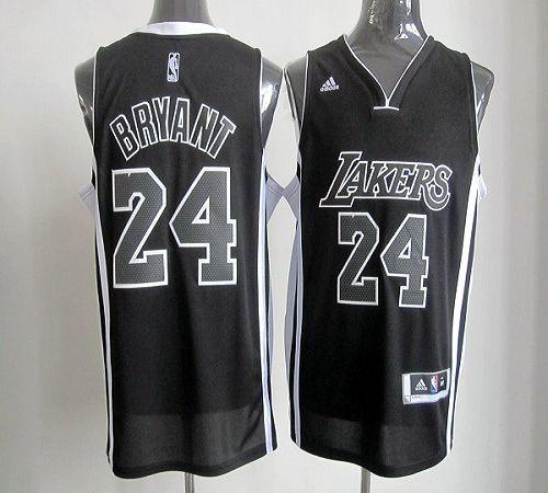 Lakers #24 Kobe Bryant Black/White Stitched NBA Jersey - Click Image to Close