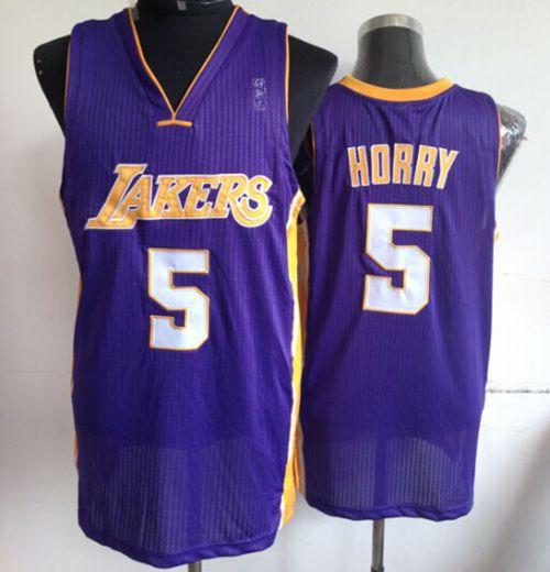 Lakers #5 Robert Horry Purple Throwback Stitched NBA Jersey - Click Image to Close