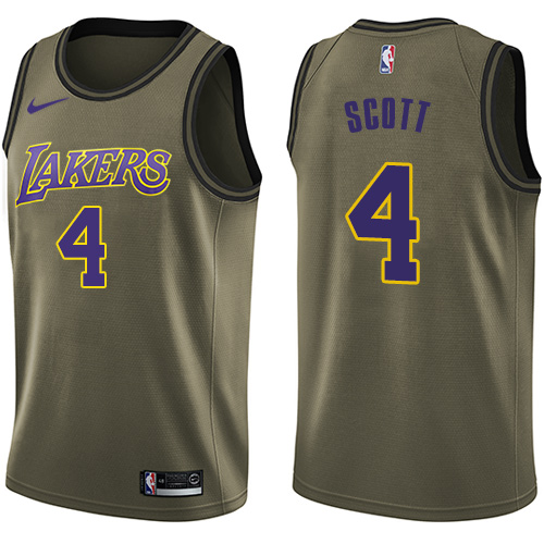 Nike Lakers #4 Byron Scott Green Salute to Service NBA Swingman Jersey - Click Image to Close