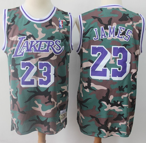 Swingman Lakers #23 LeBron James Camo Stitched Basketball Jersey - Click Image to Close